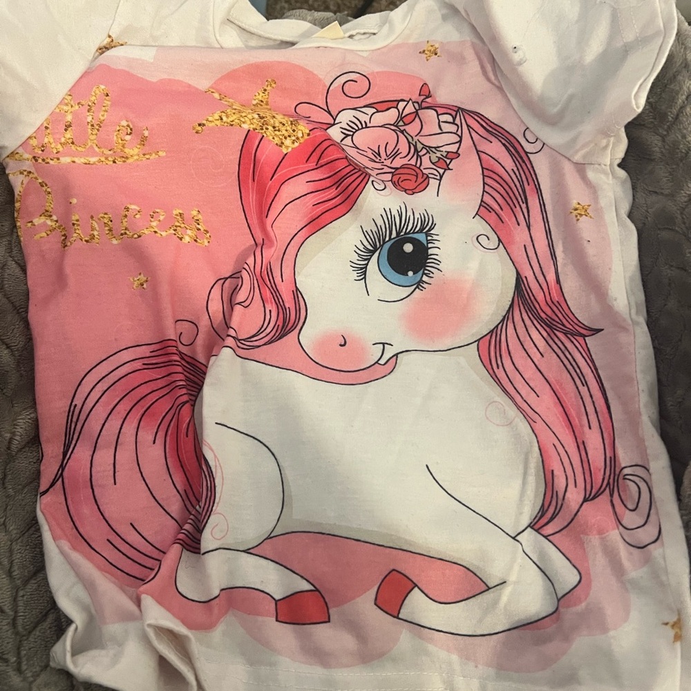 Little Princess Unicorn Kids Pajama Set - Pink and White